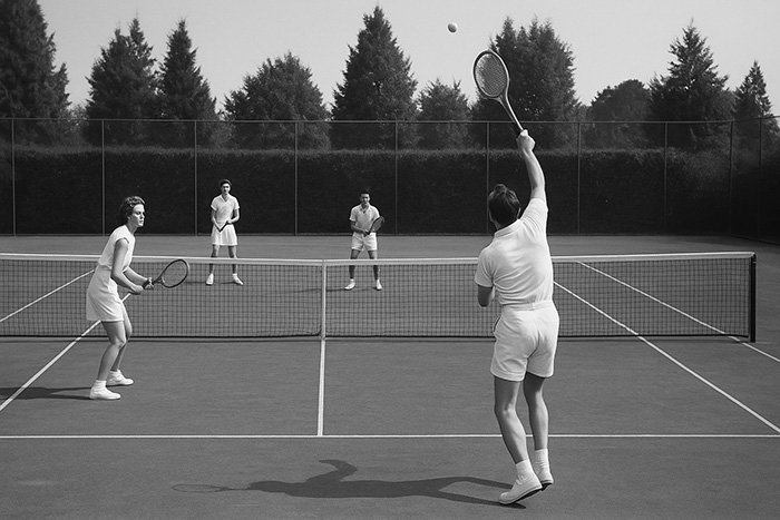 Smíšená čtyřhra - retro AI vizualizace